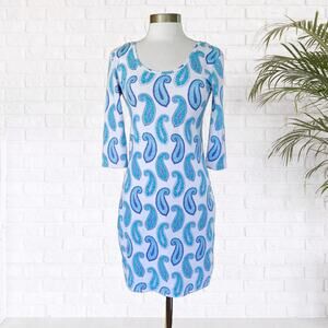 Persifor Kilpatrick Scoop Neck Mini Dress Blue Paloma Paisley Dress Size Small